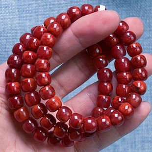 1309F103凉山瓦西料南红牛血火焰单圈手串多样性发其一