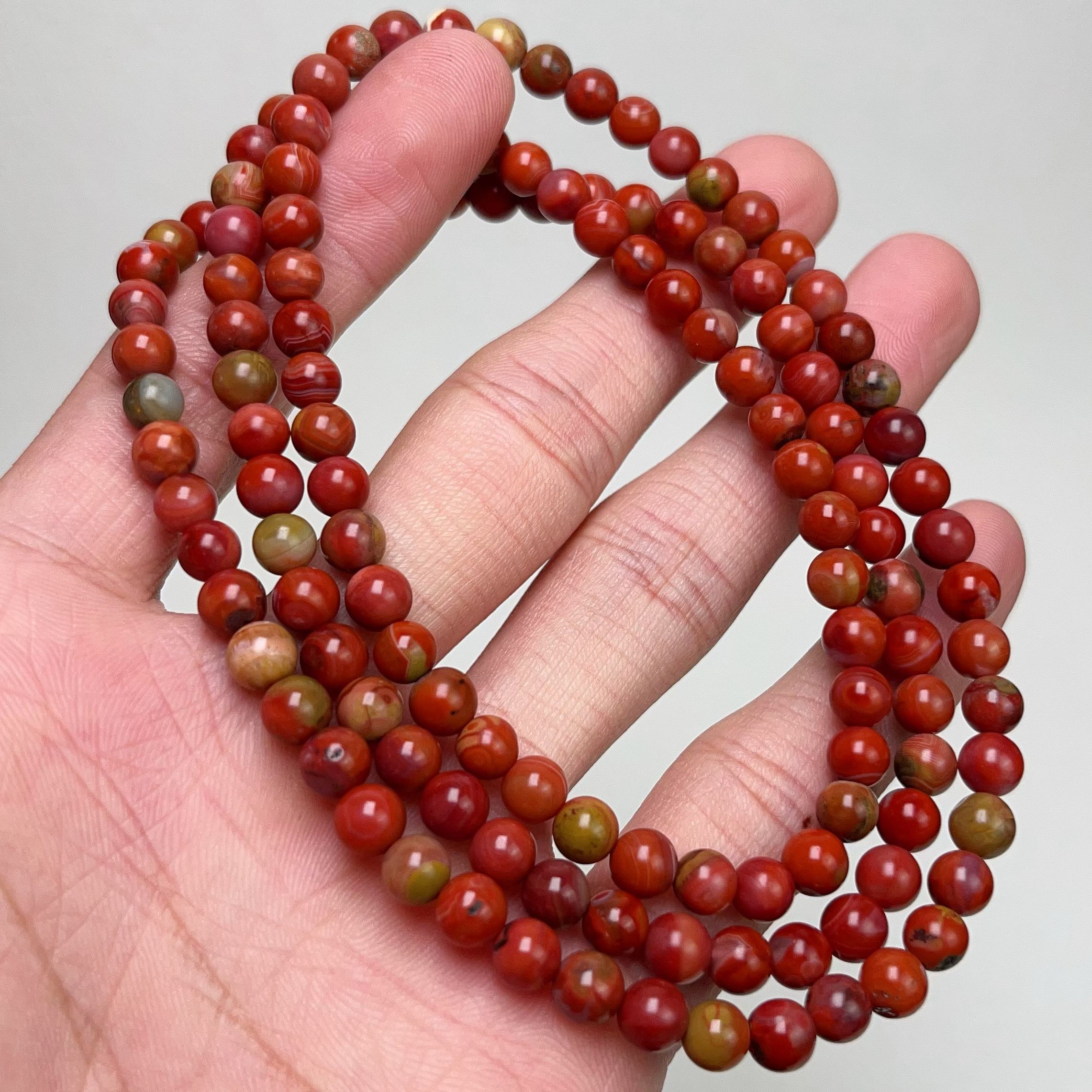 083C19天然凉山南红精品包浆多圈手串项链