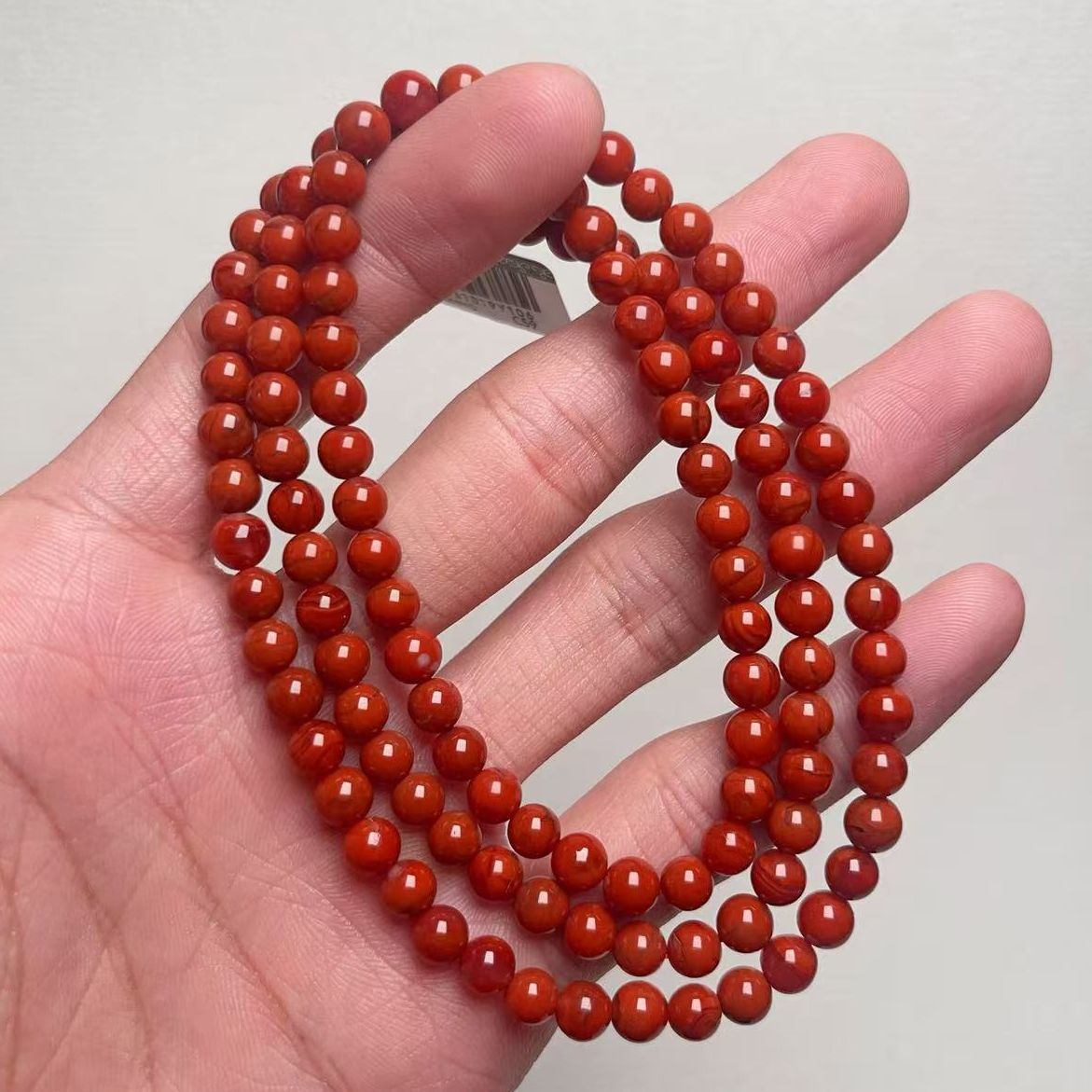 309C53凉山瓦西料南红双色锦红多圈手串项链