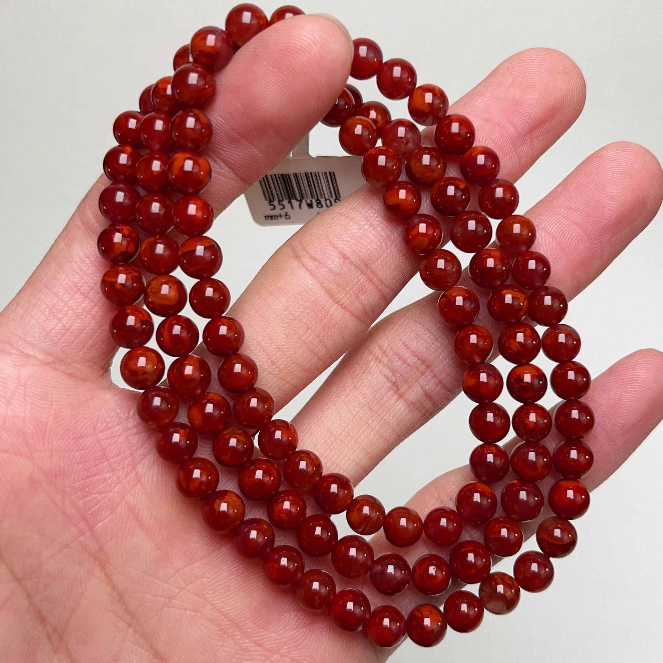 809A13凉山瓦西料南红牛血火焰多圈手串