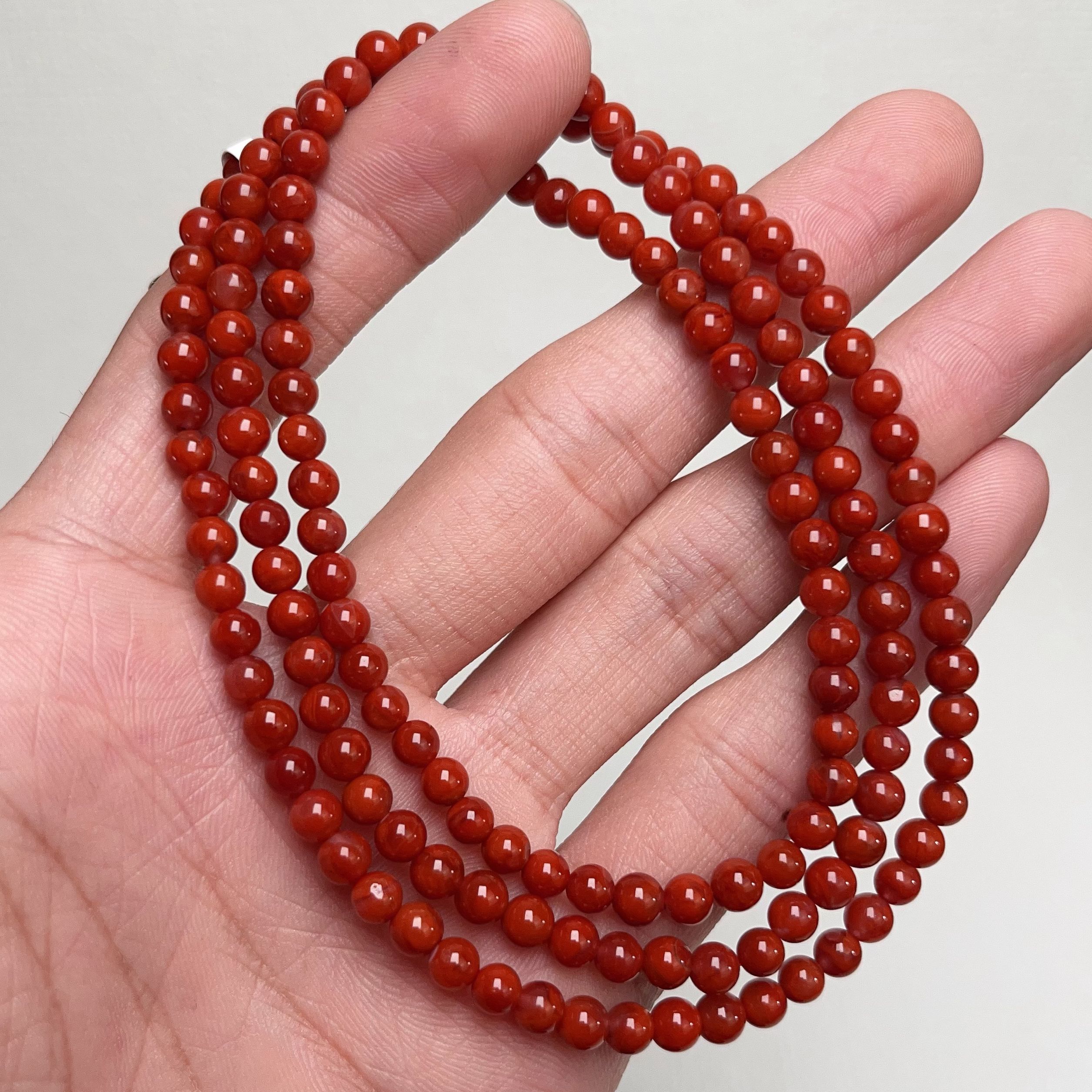 035C04凉山瓦西料南红柿子红多圈手串