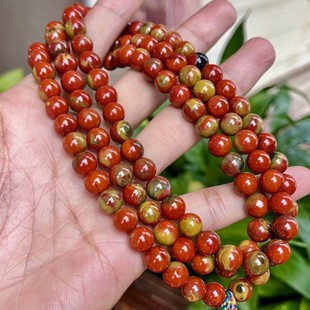 弄红记南红支持出凉山鉴定证书大山包黄皮包浆佛珠包浆手串佛珠