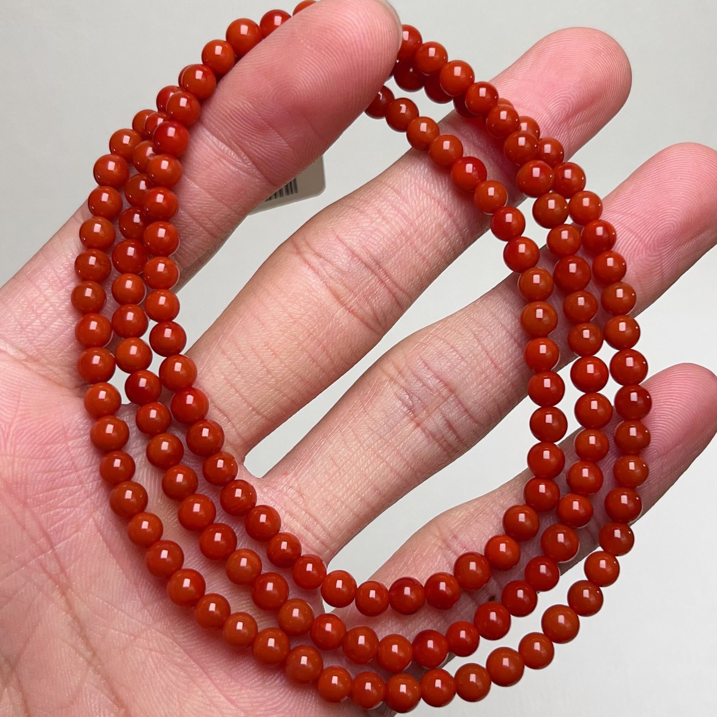 347A16凉山瓦西料南红玉化锦红多圈手串项链