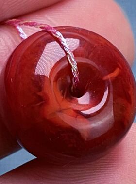 14C63凉山瓦西料原矿南红柿子锦妖火焰平安扣吊坠