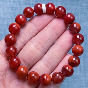 1159C27凉山瓦西料南红满色肉柿子锦红单圈手串