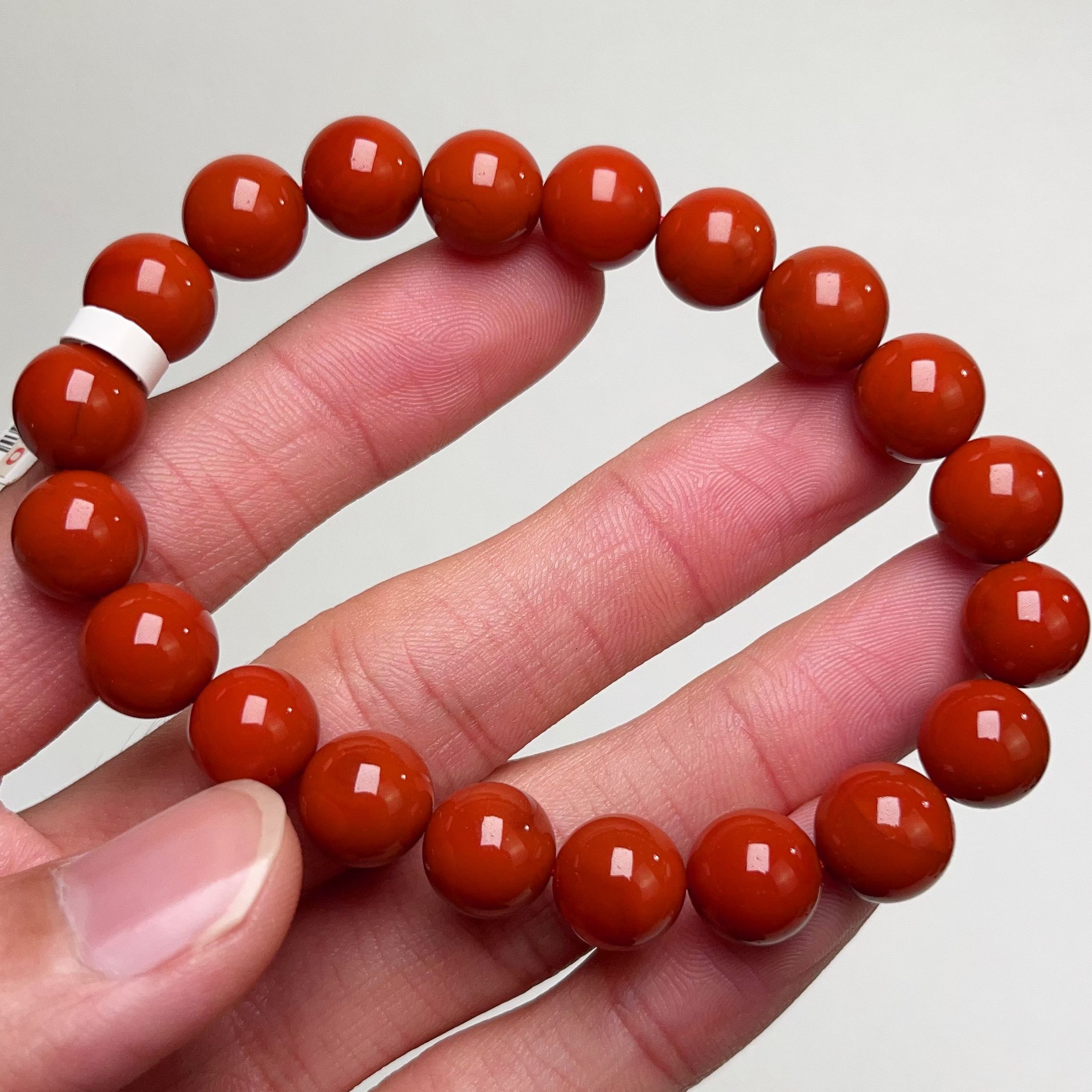 2309D05凉山瓦西料南红正色柿子锦单圈手串