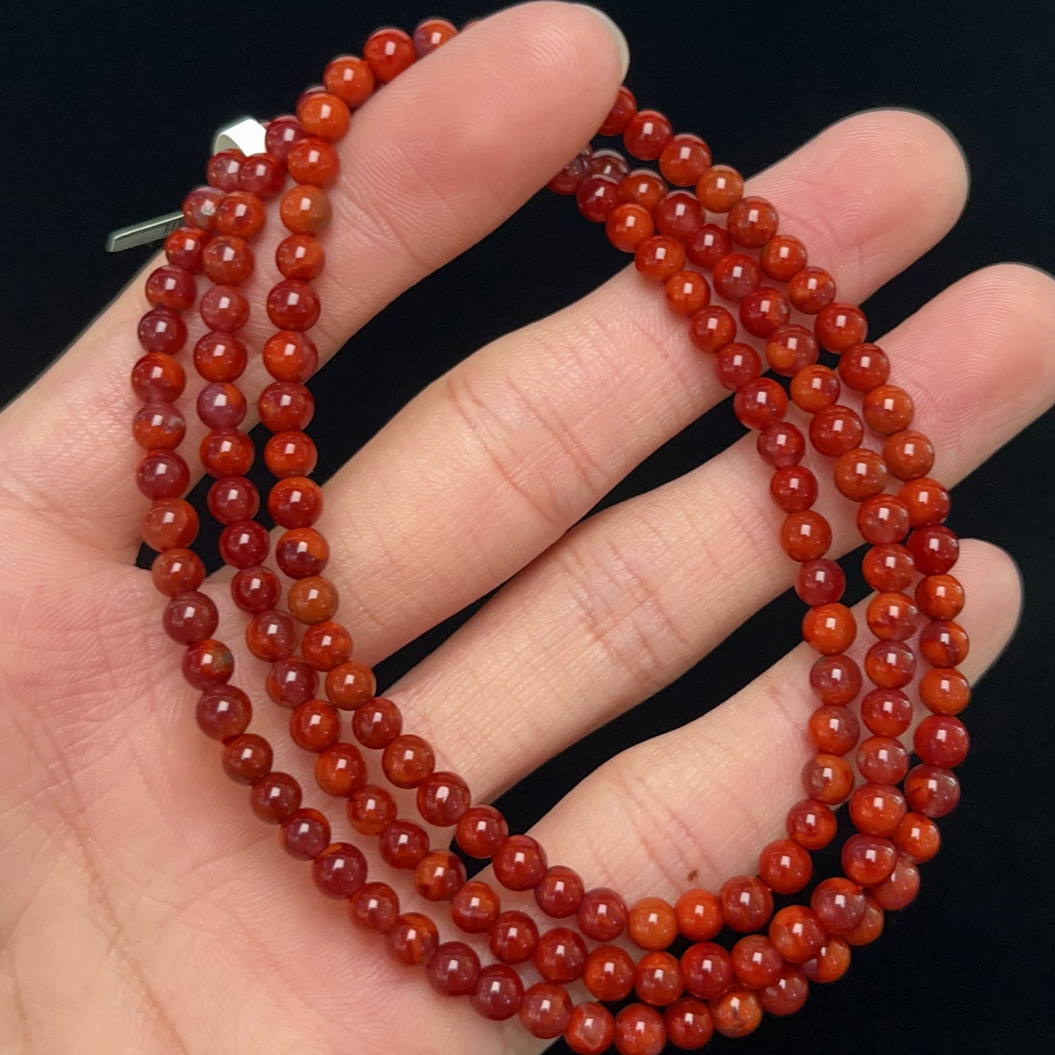 209C54瓦西料南红牛血玫锦红小米多圈手串项链