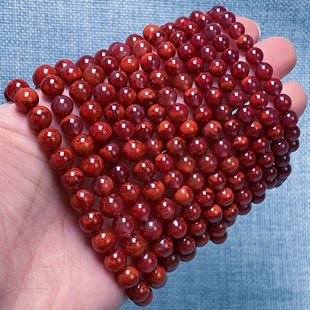 Q05凉山瓦西料南红牛血底妖火焰多圈手串多样性发其一