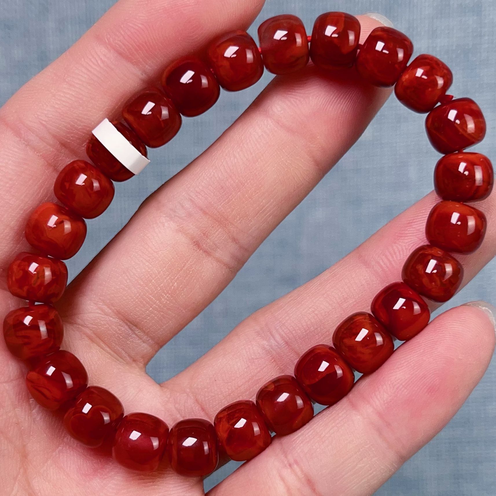 299F91凉山瓦西料南红牛血火焰单圈手串