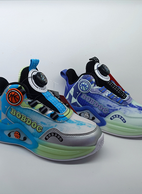 春秋季新款专柜巴布豆儿童男女孩网面旋转纽扣篮球运动鞋50285