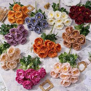 天津市武清区莫奈花语工艺品厂仿真7头奥斯汀玫瑰花把束婚庆布置