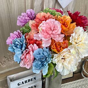 天津市武清区莫奈花语工艺品厂3头法式牡丹婚庆仿真花婚礼堂花排