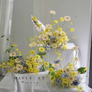 天津市武清区莫奈花语工艺品厂黄色系婚庆主题仿真花材婚礼堂