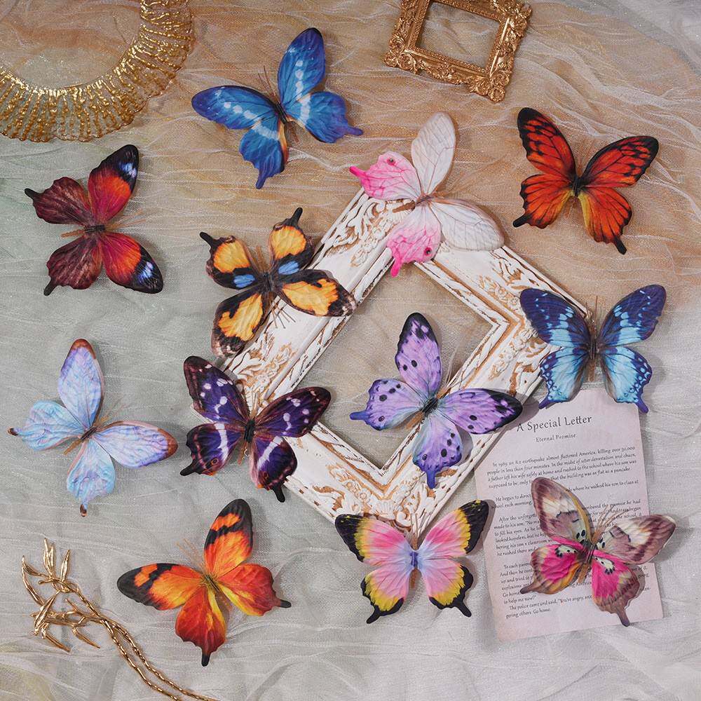 天津市武清区莫奈花语工艺品厂仿真大蝴蝶爆款3d打印立体蝴蝶饰品
