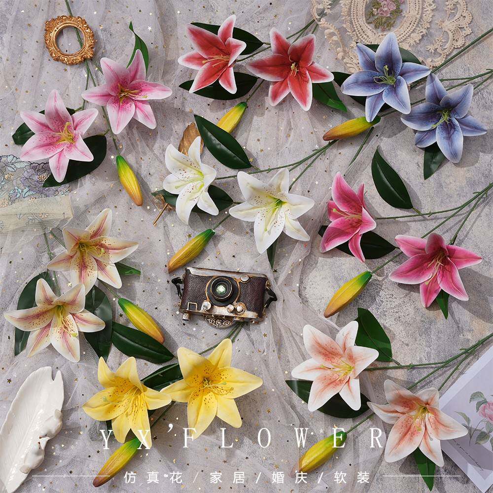 天津市武清区莫奈花语工艺品厂小枝两头百合3D小单枝百合 胶片打