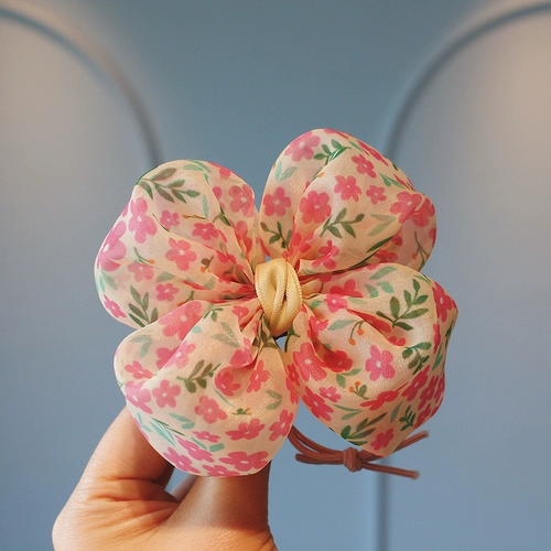 Милая трехмерная детская заколка для волос с бантиком, резинка для принцессы, в цветочек