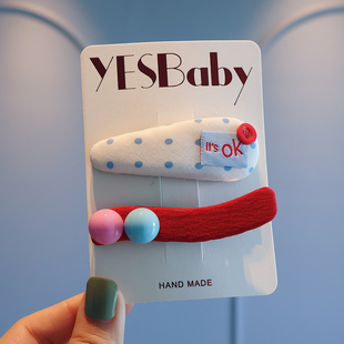 时尚漂亮波点撞色发夹儿童高级感侧边刘海夹女孩可爱碎发夹子头饰