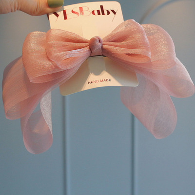 女童公主四层仙美雪纱大蝴蝶结发夹颅顶头饰儿童甜美可爱顶夹发卡