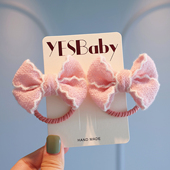 温柔毛线可爱蝴蝶结发夹女童甜美不伤发皮筋小女孩双马尾绑发头绳