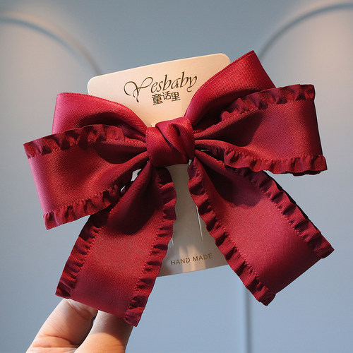 红色三层大蝴蝶结头饰