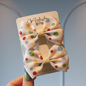 彩色波点可爱蝴蝶结发夹发圈儿童时尚 前额刘海夹公主侧边对夹头饰