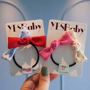 女孩可爱俏皮蝴蝶结扎辫发绳儿童洋气拼色马尾发圈公主丸子头皮筋