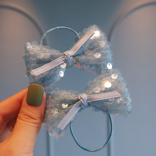 精致小号亮片蝴蝶结发夹发圈宝宝刘海侧边对夹儿童双马尾绑发皮筋