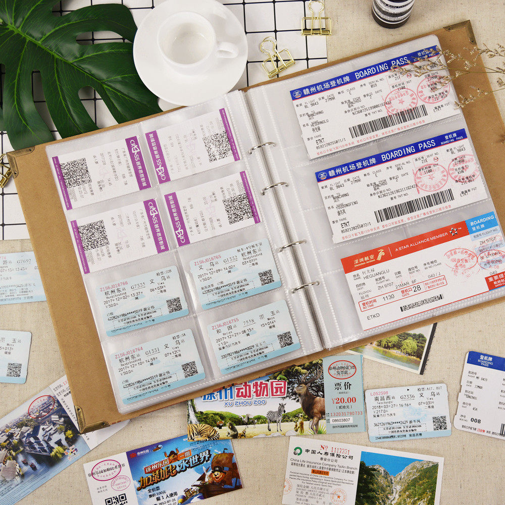 旅游火车电影票收藏票据景点车票门票纪念相册机票收集收纳册本夹