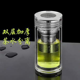 高硼硅玻璃杯双层便携泡茶杯子简约单层加厚耐高温大容量水杯男士