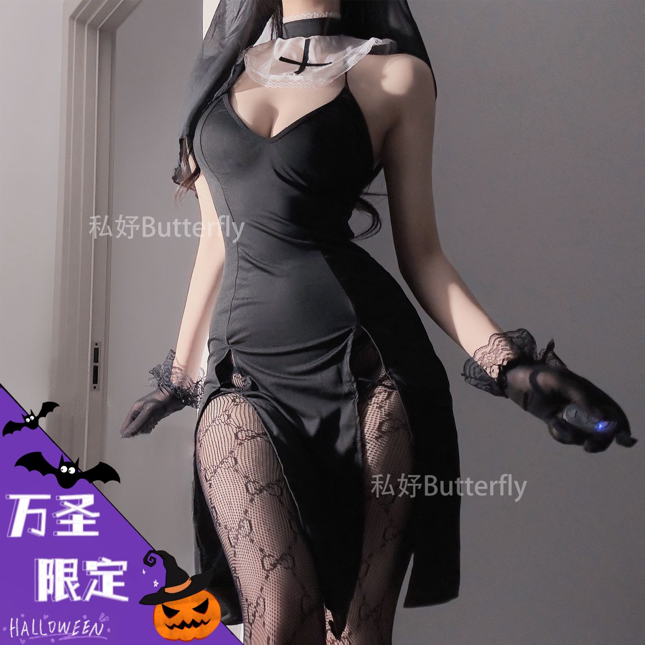 私妤：祭司的秘密～欧美万圣节cosplay制服漆皮性感修女睡衣套装