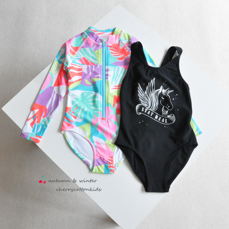 3.4.6岁 纯原好货！英国牌！女童宝宝夏季长袖连体泳衣SPF50+防晒