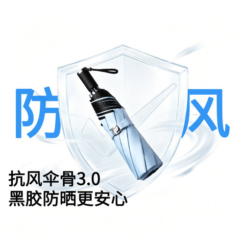 安晴经典黑胶抗风防晒伞