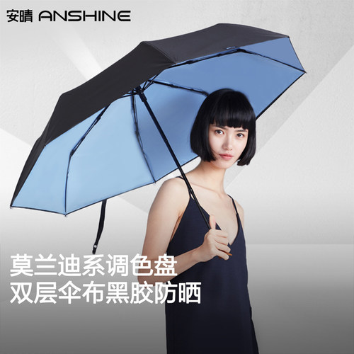 安晴黑胶经典双层防晒伞