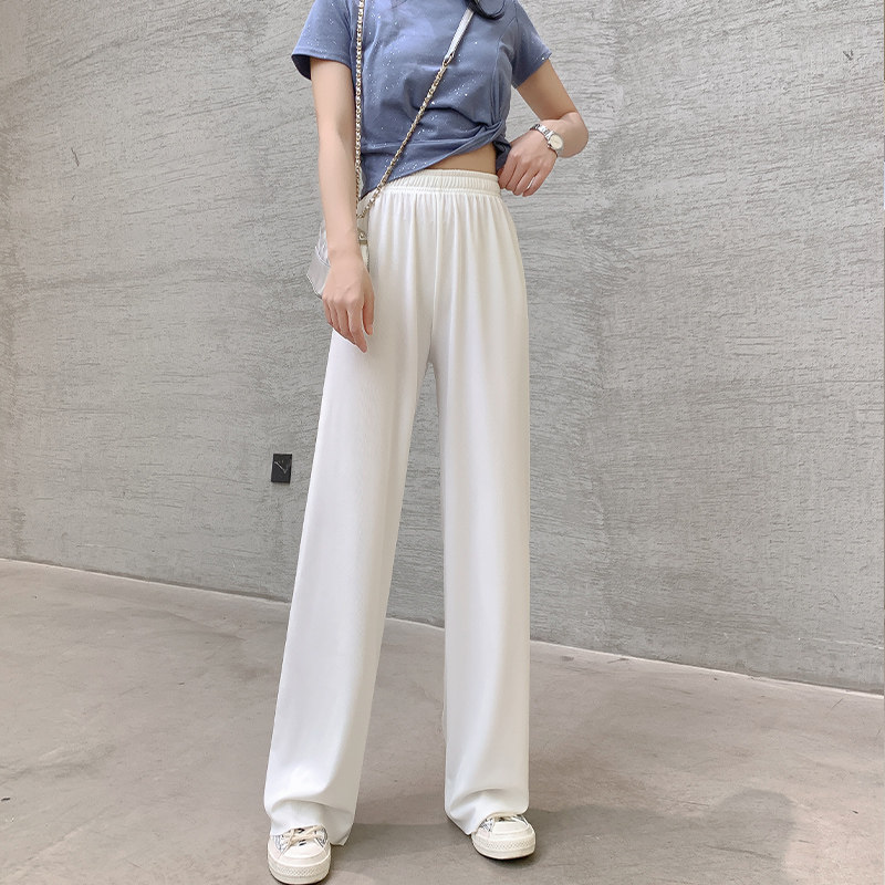 白色阔腿裤女高腰春秋垂感2020年新款宽松直筒显瘦百搭坠感休闲裤