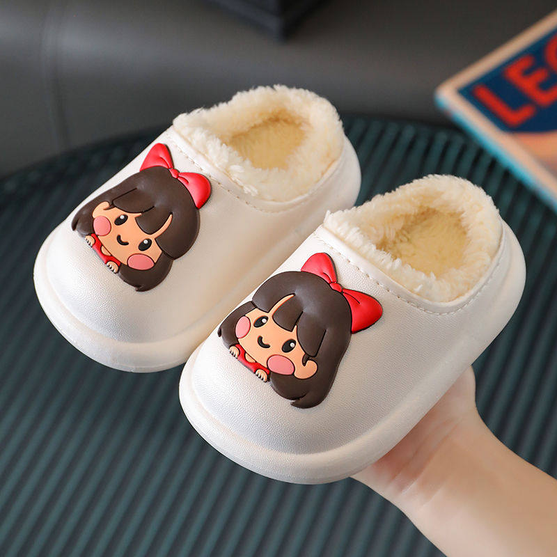 防水儿童棉拖鞋女孩男孩居家加绒保暖毛拖鞋女童柔软防滑公主新款