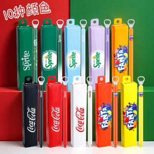 KACO灵悦雪碧限定拉环侧按动中性笔歪头解压速干顺滑大容量刷题黑笔可爱高颜值学生专用趣味文具水笔0.5mm