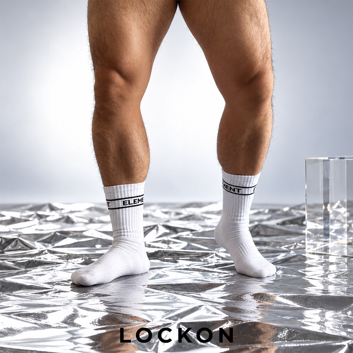 LOCKON虎熊 2双装包邮字母毛巾底运动棉袜熊袜子男款加厚舒适白袜