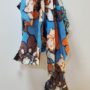 西班牙Za家春秋季纯棉印花围巾欧美风薄款装饰方巾