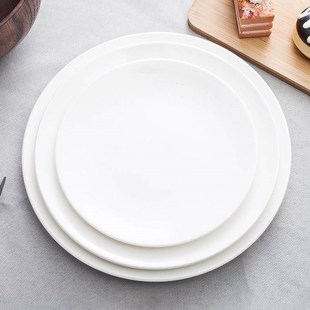 点心餐盘浅菜盘子白瓷盘圆盘白色盘子陶瓷8寸纯白简约家用6英寸