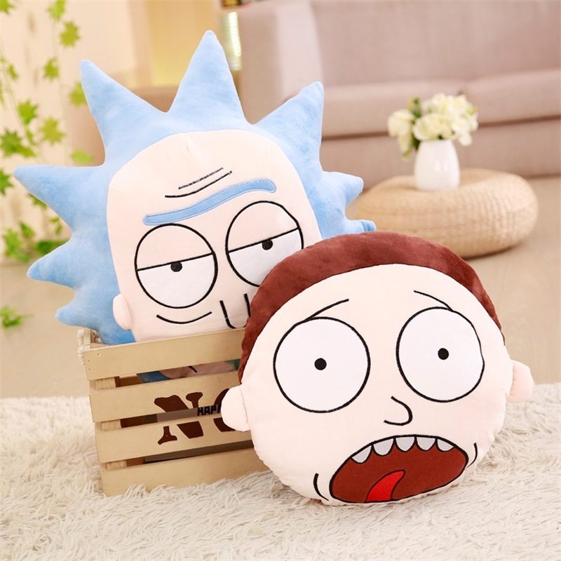 瑞克和莫蒂周边小莫毛绒靠枕rick and morty卡通抱枕科学大头公仔