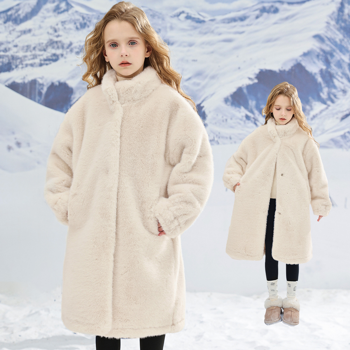 女童加厚冬季外套儿童毛毛大衣仿水貂毛宝宝洋气仿皮草冬装时尚潮