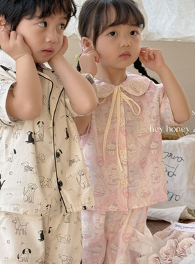 现货Heyhoney大小卷25夏季儿童家居服短袖短裤套装可爱卡通洋气
