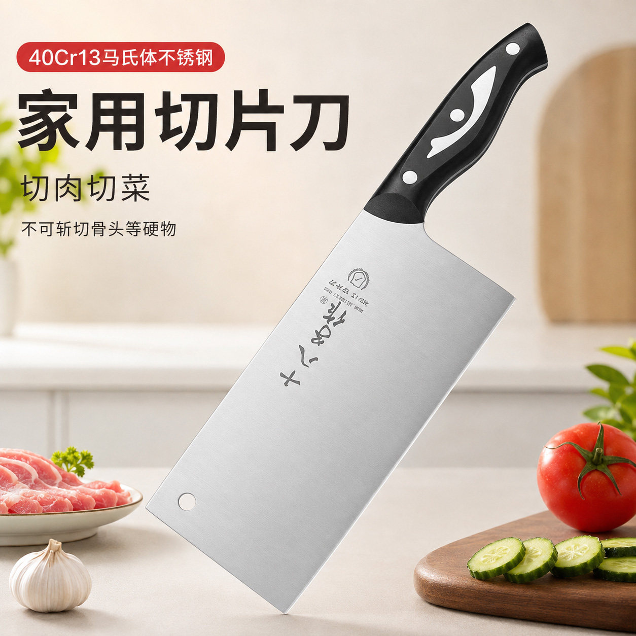 十八子作40cr13不锈钢家用菜刀