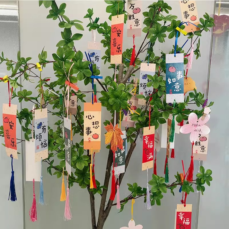 心愿卡片悬挂贺卡吊卡樱花明信片