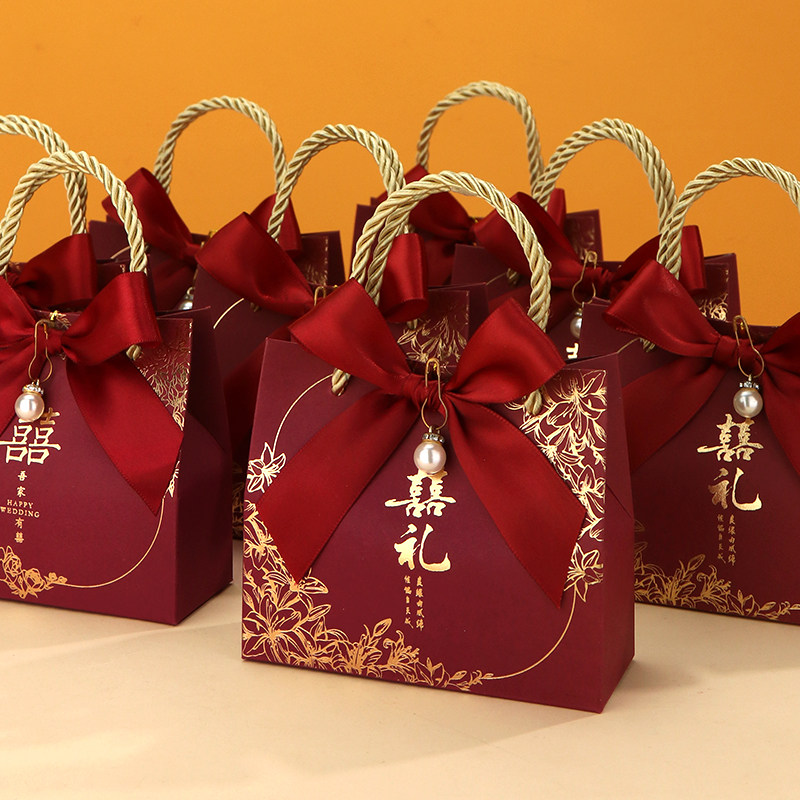 喜糖盒结婚专用批发婚礼糖果礼盒包装盒空盒手提订婚喜糖袋子盒子