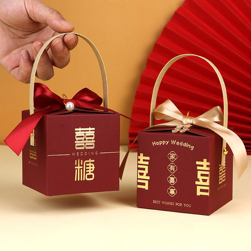 中式手提烫金方盒喜糖盒