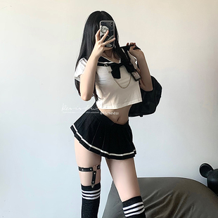 日系蝴蝶结学妹百褶裙制服性感水手服套装 女 垫底辣妹 RESISTU