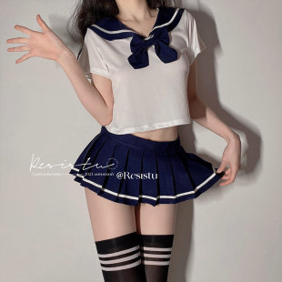 学长放学一起玩吗？日系蝴蝶结学妹百褶裙制服性感水手生 RESISTU
