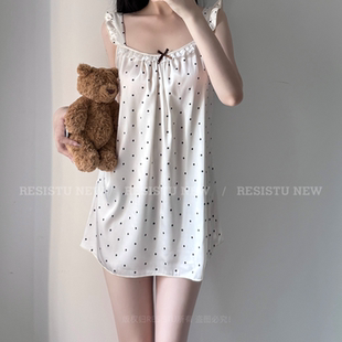 RESISTU乖顺兔 冰感丝花边纯欲吊带睡裙 可爱波点少女睡裙2026春季