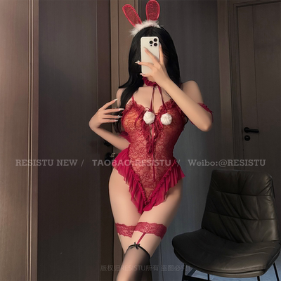 Resistu性感蕾丝透视兔女郎制服